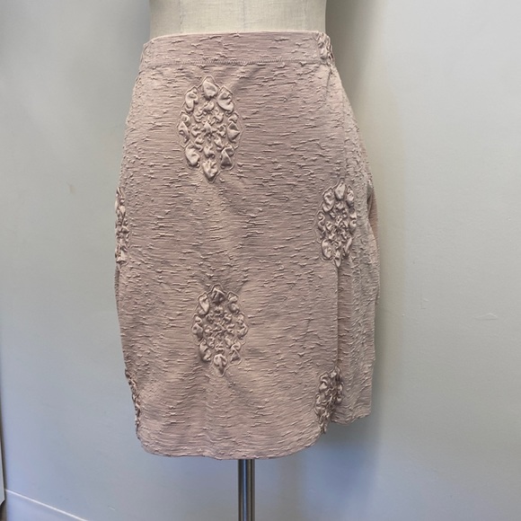 Nadya Toto Dresses & Skirts - Blush Stretch Pencil Skirt with Floral Appliqué